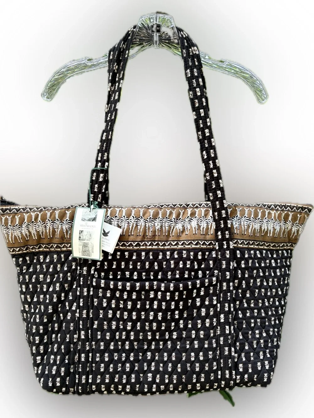 Y2K Vera Bradley Black and Brown Quilted Tote with Zebras